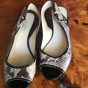 Cute snake print sling backs